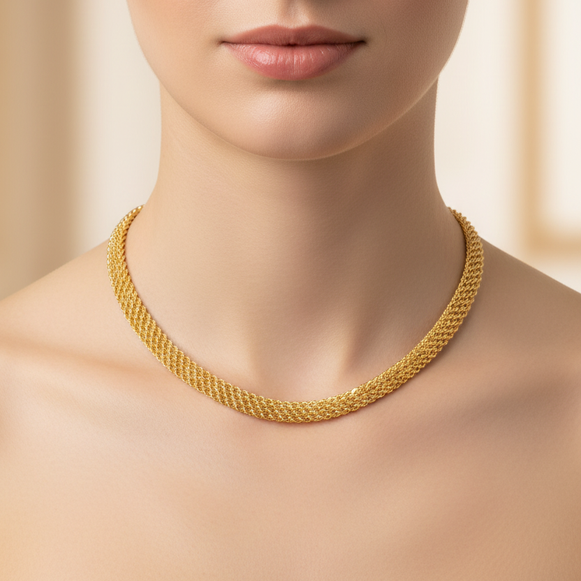 Collana torchon in oro giallo 18KT (750) maglia intrecciata – Made in Italy