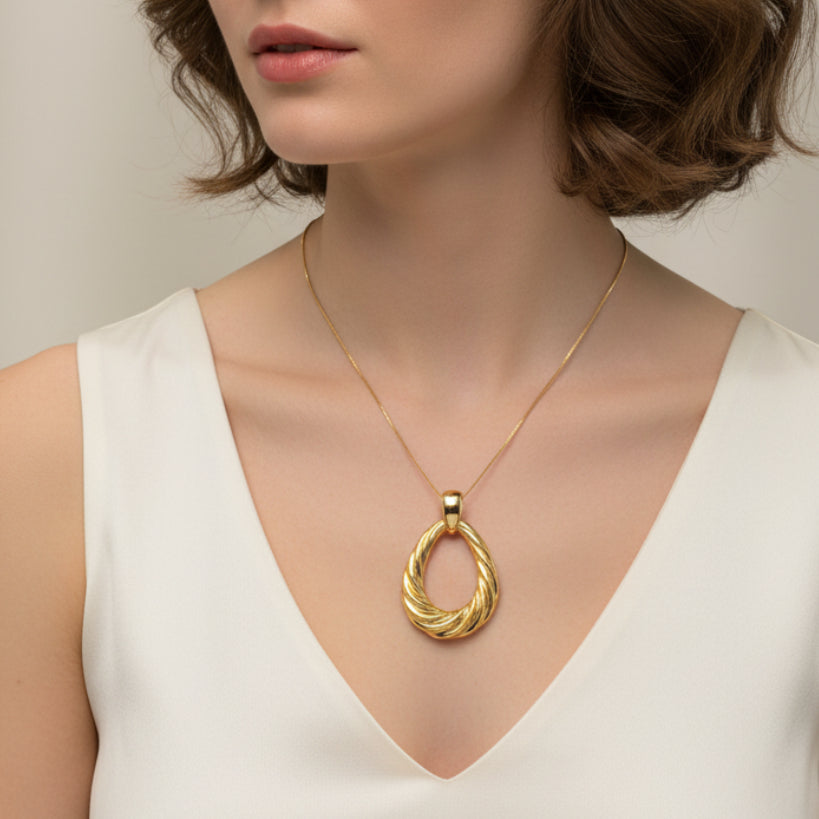 Pendente Grande Intrecciato in Oro Giallo 18KT (750) – Made in Italy