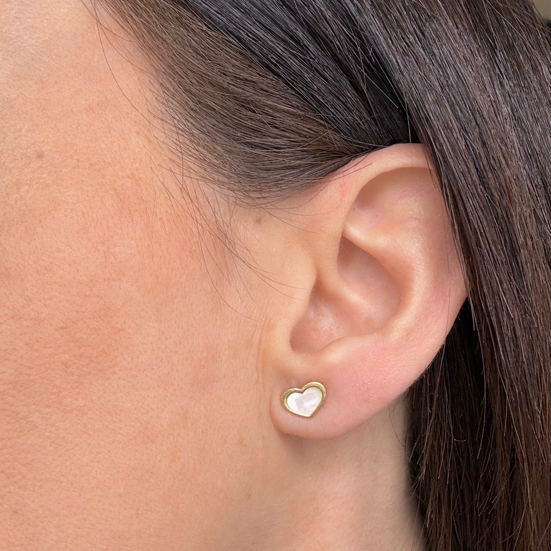 ORECCHINI CUORE IN ARGENTO GOLD E MADREPERLA