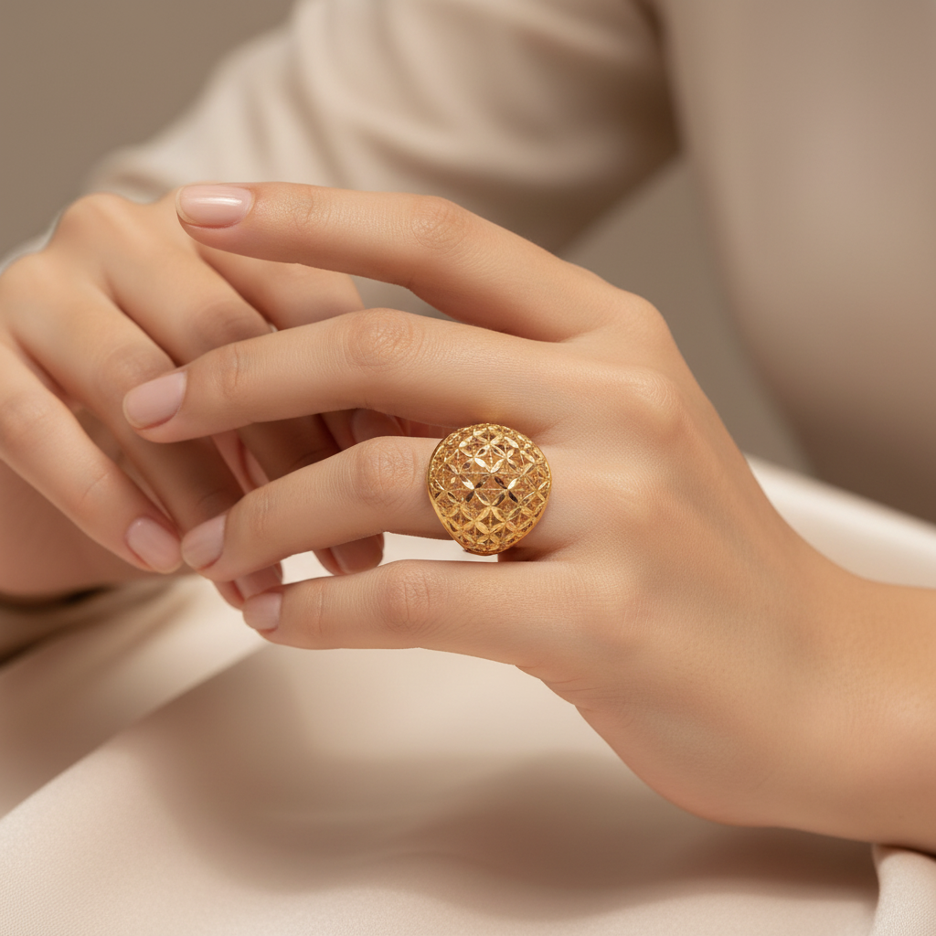 Anello traforato in oro giallo 18KT (750) design intrecciato – Made in Italy