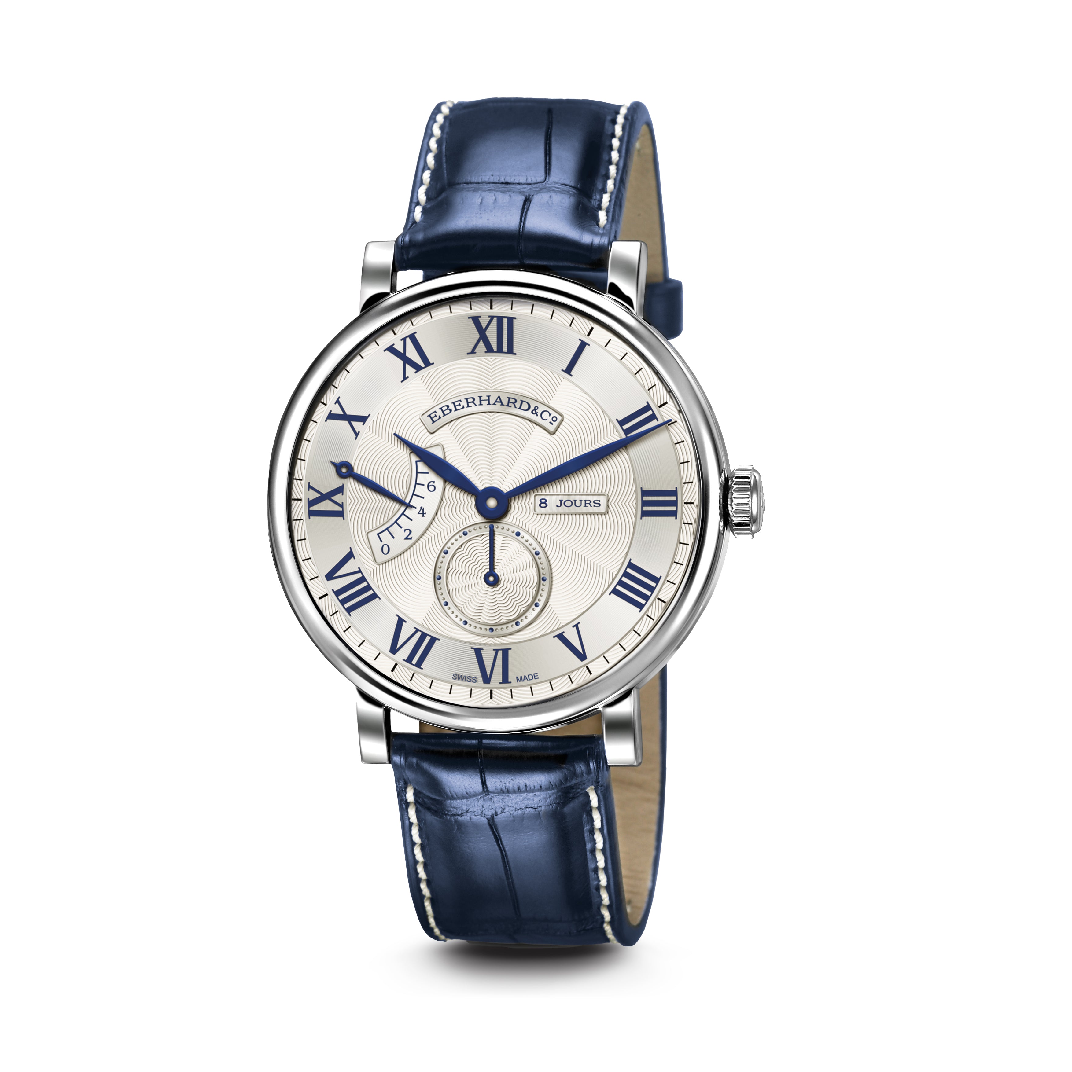 EBERHARD 8 JOURS LARGE SIZE BLUE LEATHER WATCH |41MM|