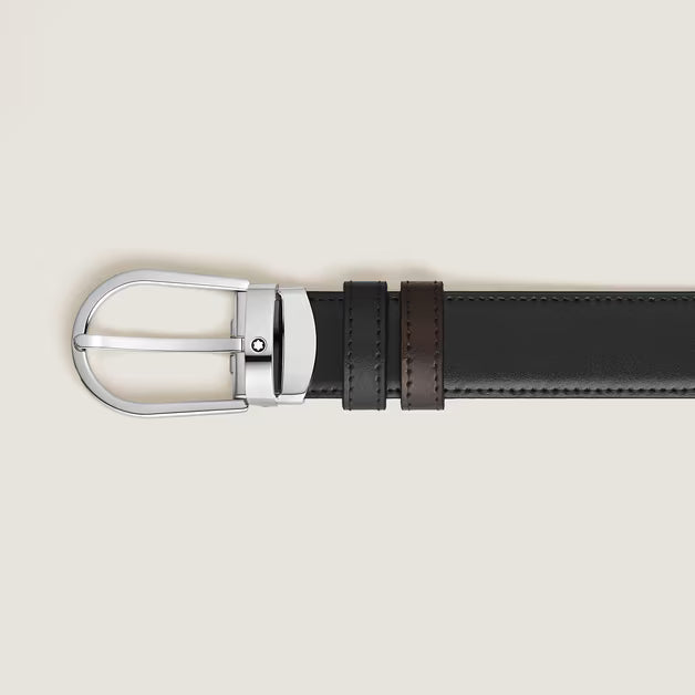 CINTURA MONTBLANC IN PELLE NERA/MARRONE REVERSIBILE 30MM