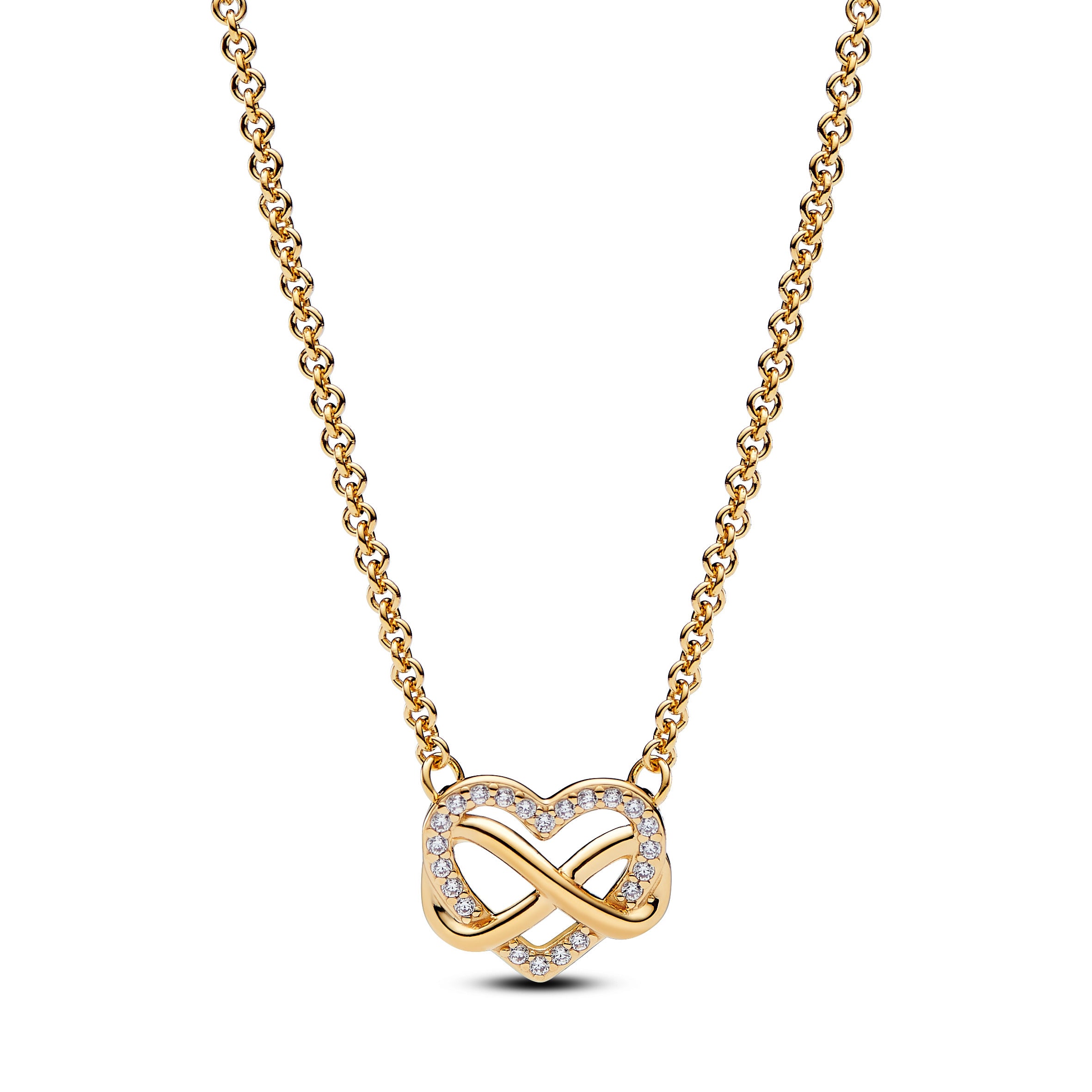 COLLANA PANDORA CUORE INFINITO DORATO CON PIETRE LUMINOSE