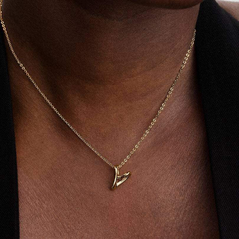 COLLANA PANDORA CUORE PICCOLO LINEA SINUOSA PLACCATO ORO 14K