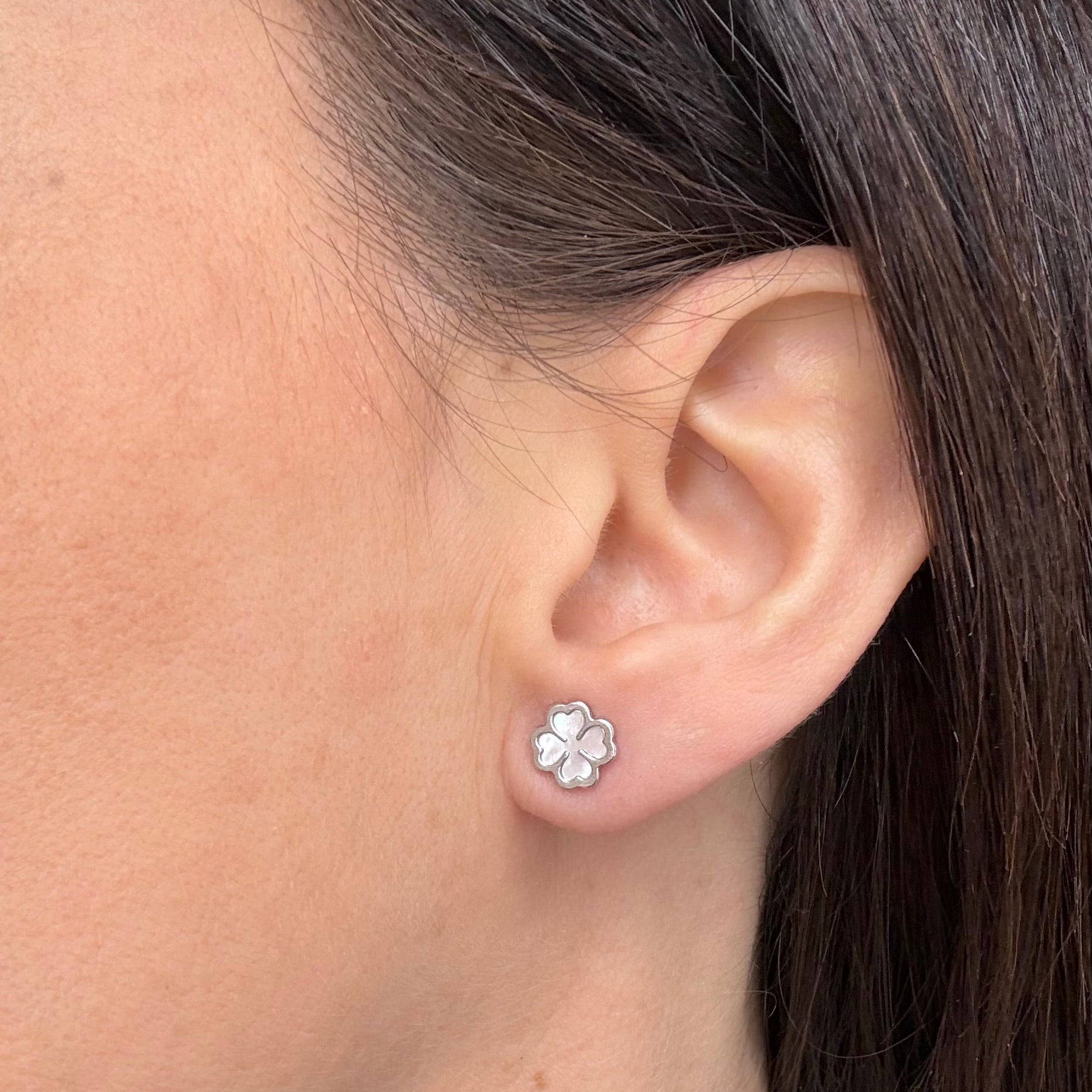 ORECCHINI QUADRIFOGLIO IN ARGENTO SILVER E ZIRCONI