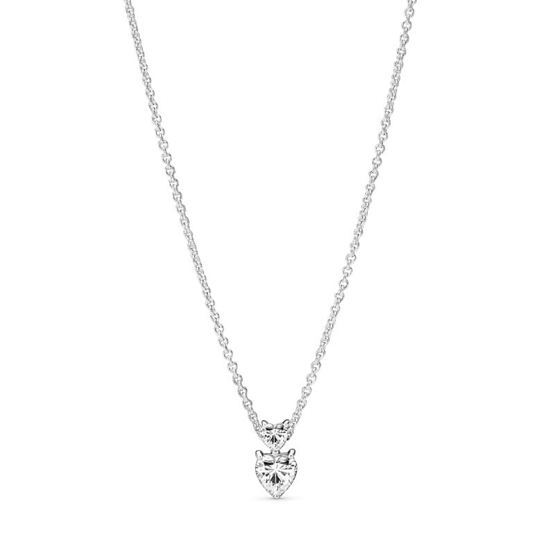 PANDORA DOUBLE SPARKLING HEART NECKLACE