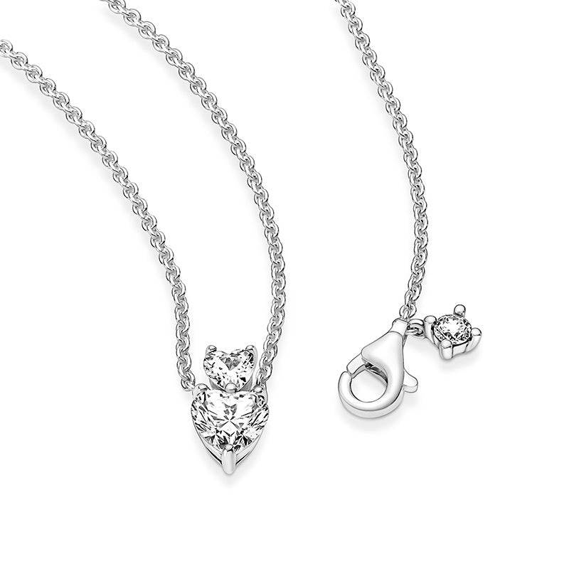 PANDORA DOUBLE SPARKLING HEART NECKLACE