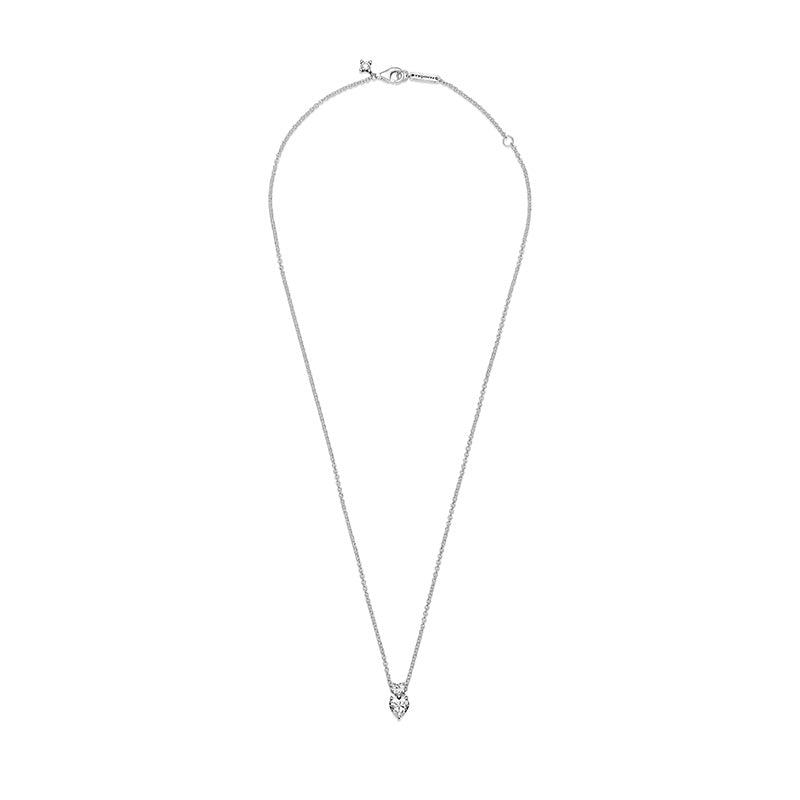 PANDORA DOUBLE SPARKLING HEART NECKLACE