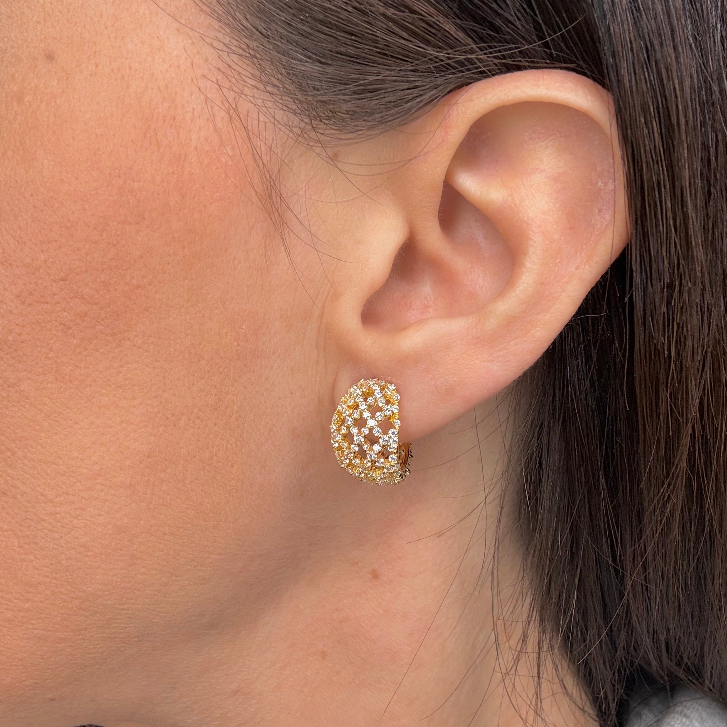 ORECCHINI SEMICERCHIO IN ARGENTO GOLD E ZIRCONI