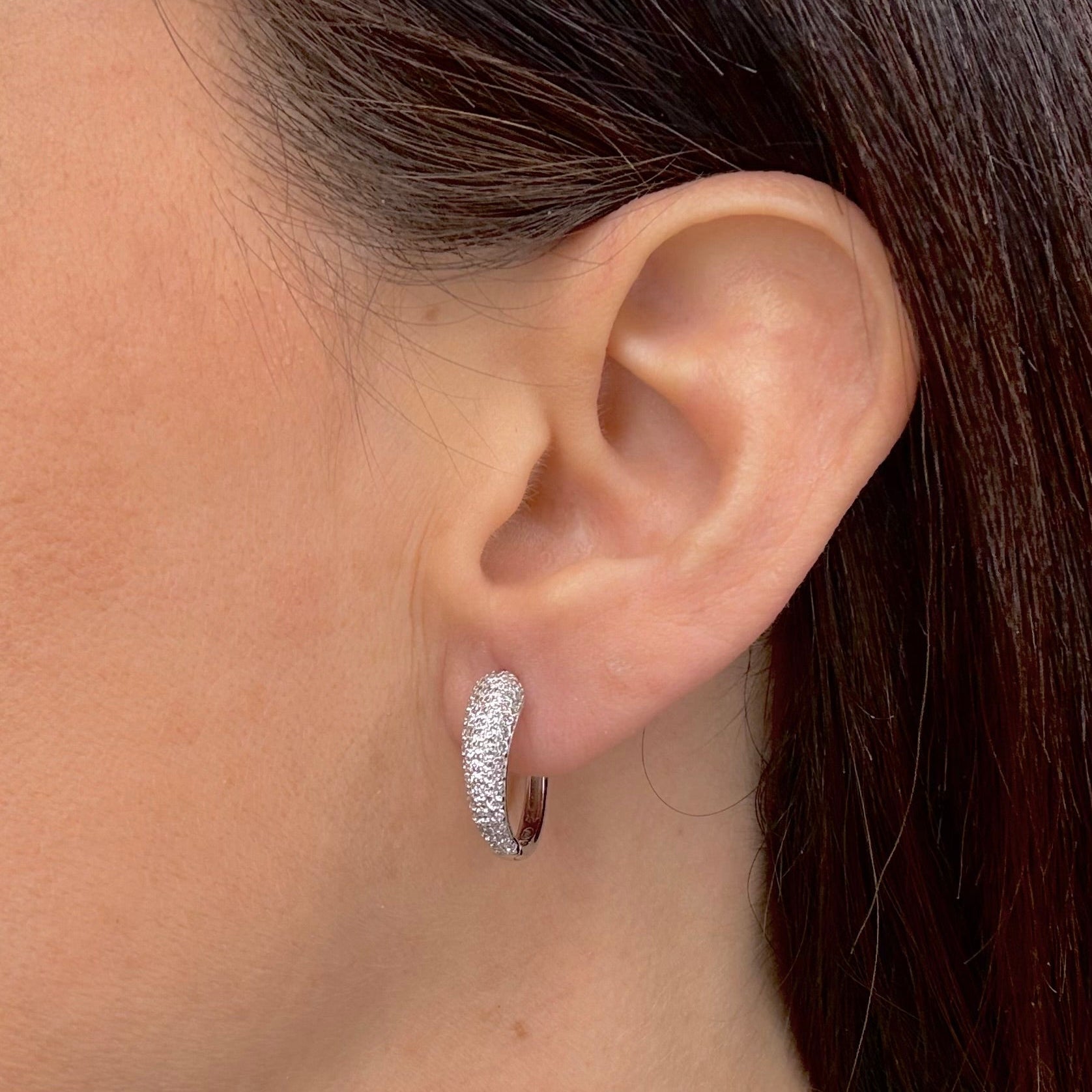 ORECCHINI CERCHIETTO IN ARGENTO SILVER E ZIRCONI