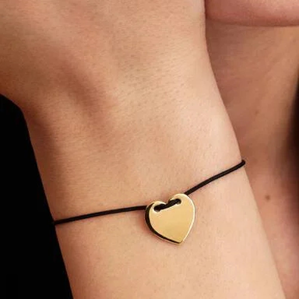 PANDORA BLACK CORD BRACELET WITH ENGRAVABLE HEART