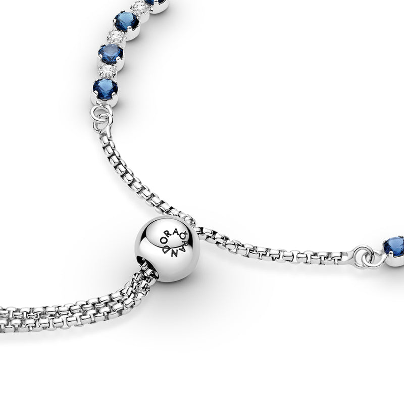BRACCIALE PANDORA TENNIS BLU CON CHIUSURA REGOLABILE