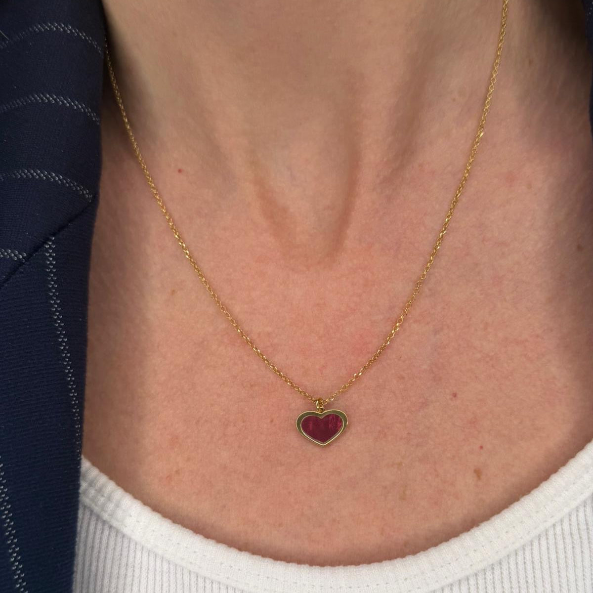 COLLANA CUORE IN ARGENTO GOLD E SMALTO ROSSO