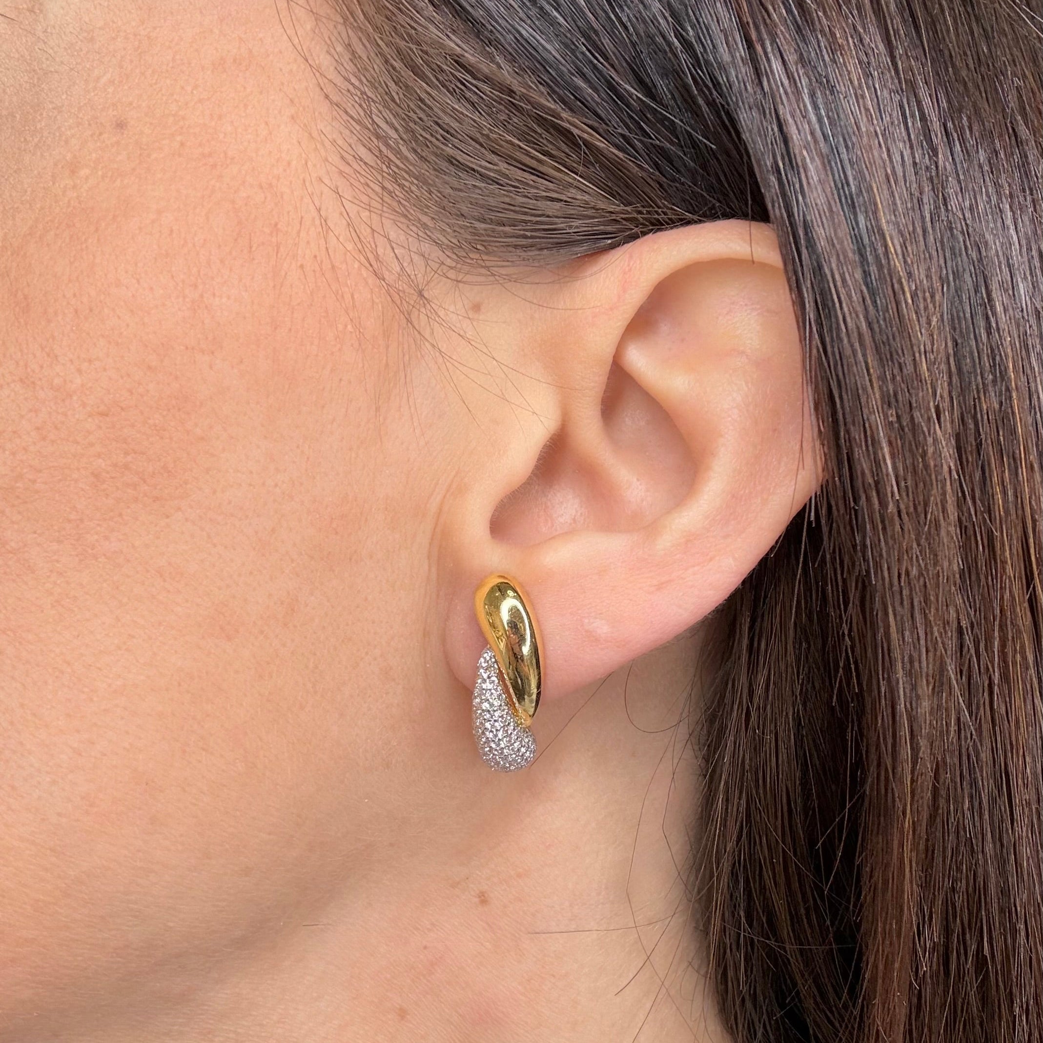 ORECCHINI DOPPIA GOCCIA IN ARGENTO GOLD E ZIRCONI