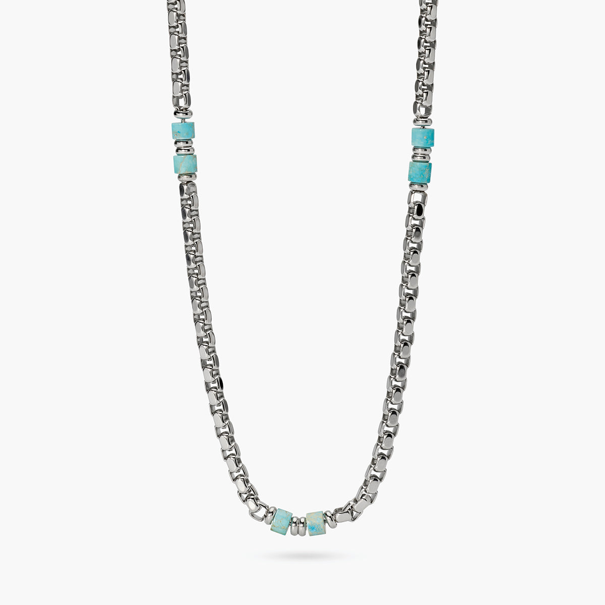 COLLANA KIDULT STYLE ACCIAIO E CILINDRI TURCHESI