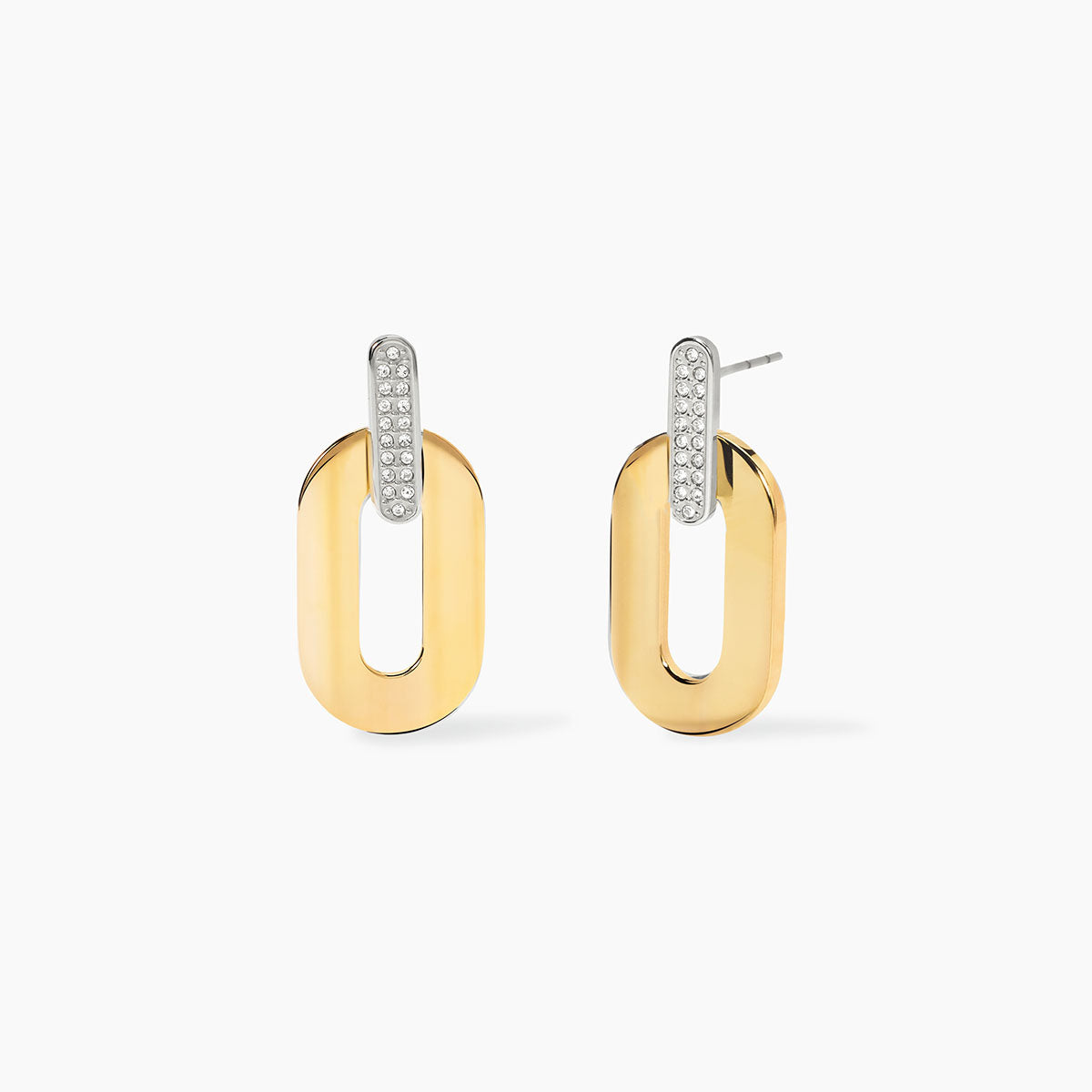 ORECCHINI KIDULT STYLE DORATI PENDENTI CON CRISTALLI BIANCHI