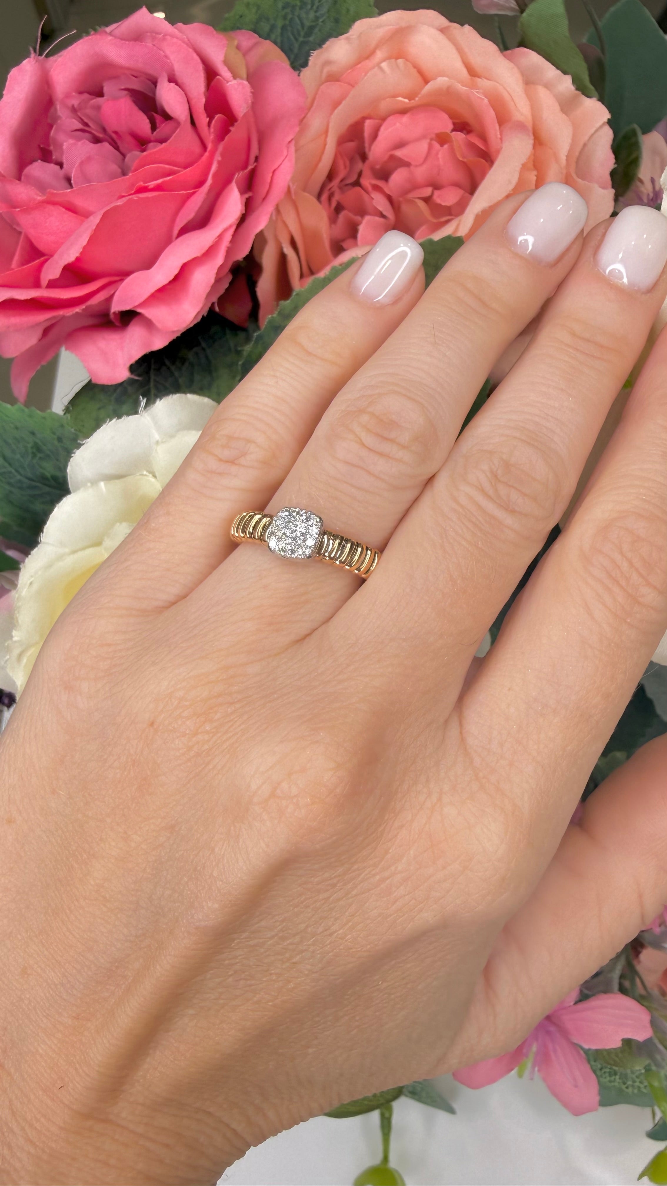ANELLO TUBOGAS IN ORO ROSA 18 CARATI CON DIAMANTI