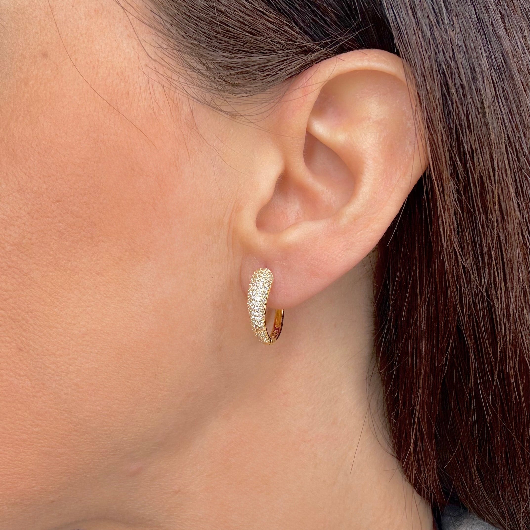 ORECCHINI CERCHIETTO IN ARGENTO GOLD E ZIRCONI