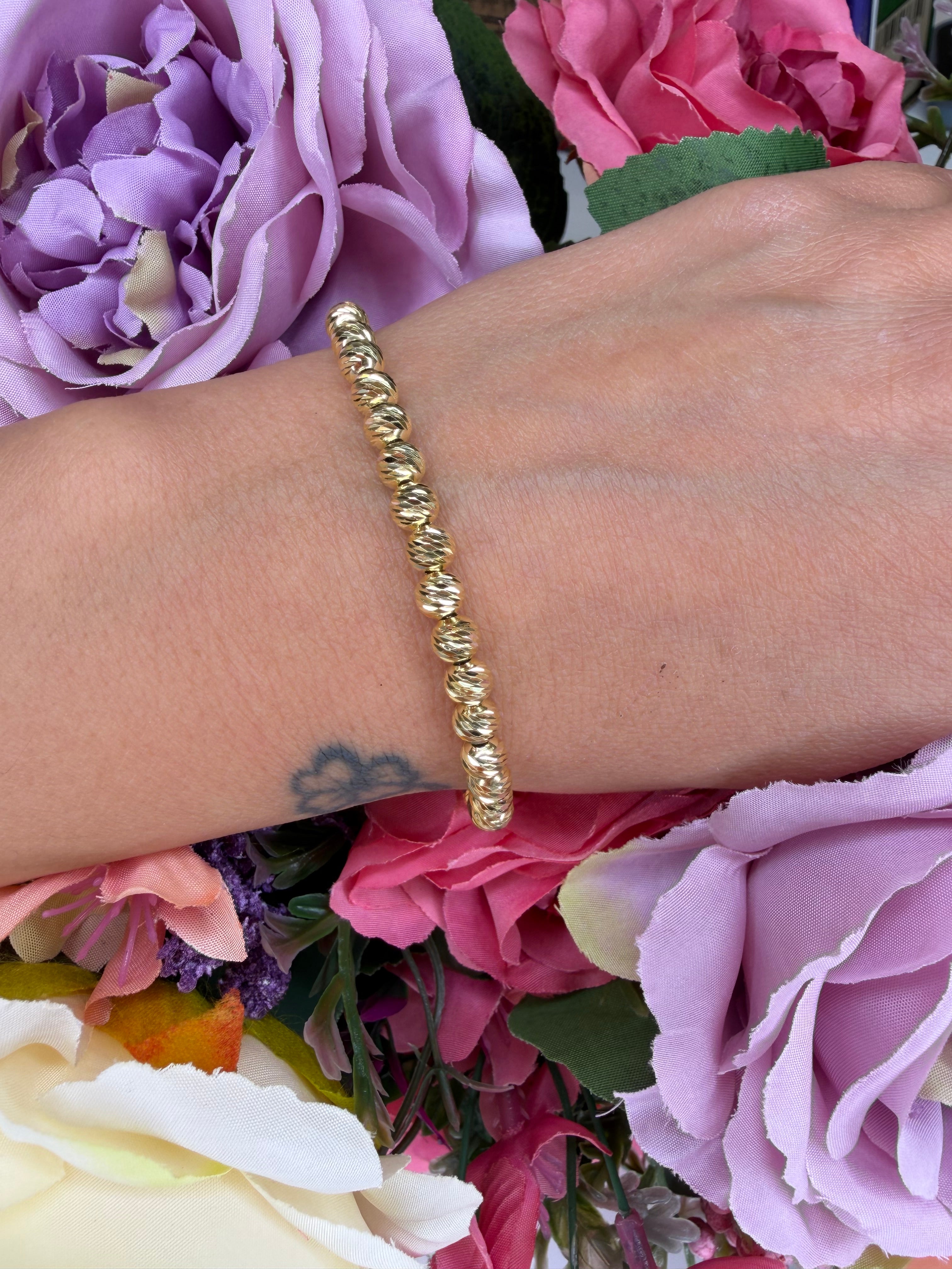 BRACCIALE CON SFERE DIAMANTATE ORO GIALLO IN ARGENTO 925