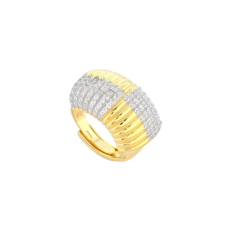 ANELLO FASCIA IN ARGENTO GOLD CON ZIRCONI