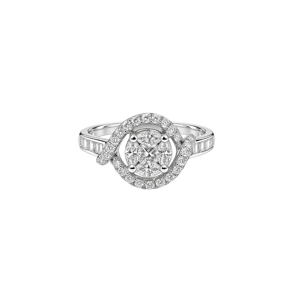 ANELLO SOLITARIO IN ORO BIANCO 18 CARATI CON DIAMANTI