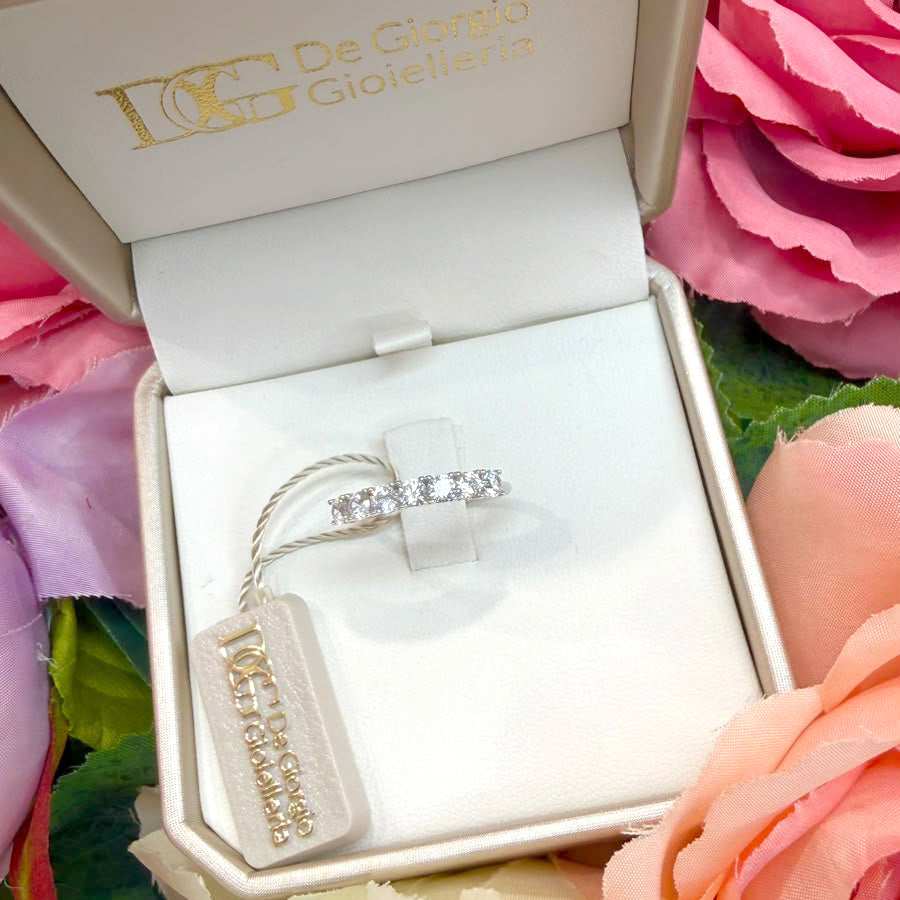 ANELLO VERETTA IN ORO BIANCO 18 KT (750) CON ZIRCONI