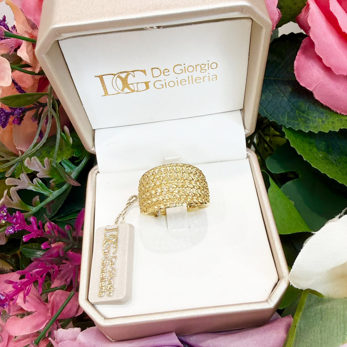 ANELLO FASCIA LAVORATA IN ORO GIALLO 18 KT (750)