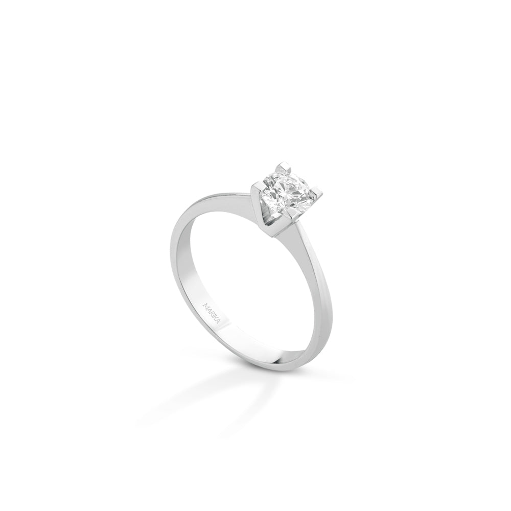 ANELLO SOLITARIO IN ORO BIANCO 18 CARATI E DIAMANTE
