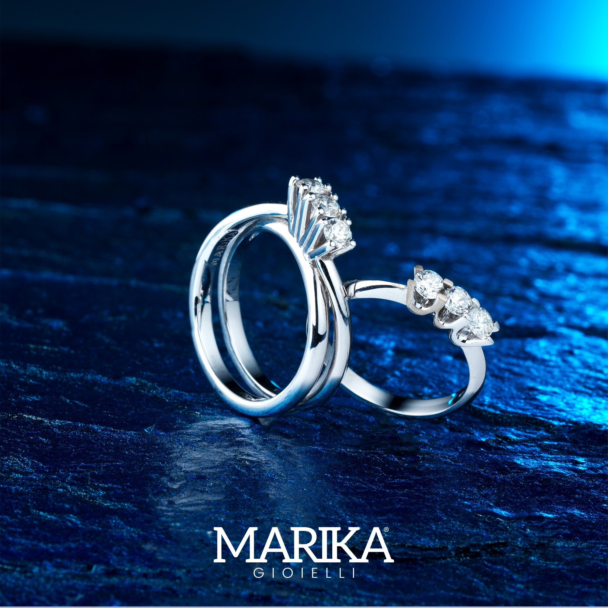 18-Carat White Gold and Diamond Trilogy Ring