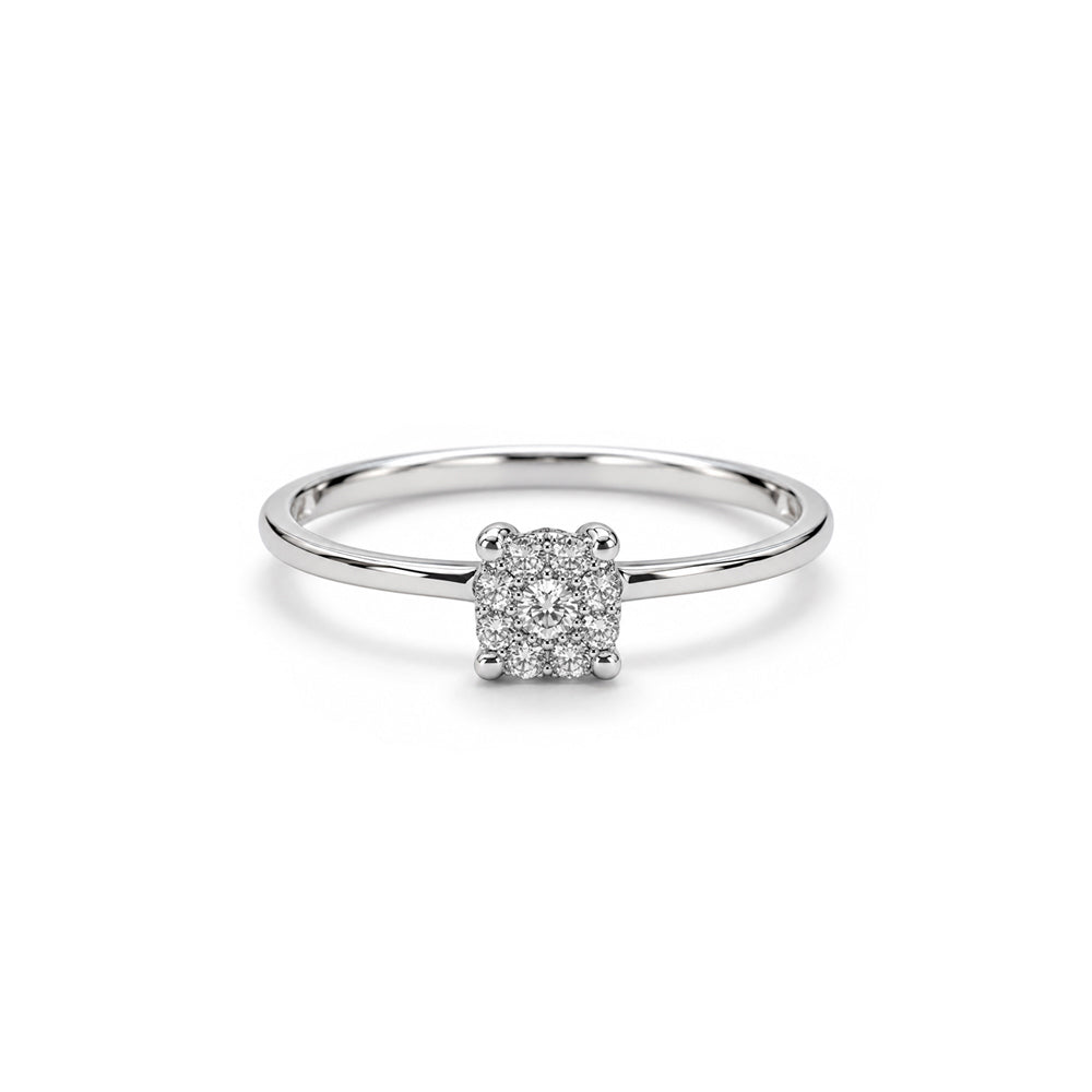 ANELLO SOLITARIO MULTIPIETRA IN ORO BIANCO 18KT E DIAMANTI