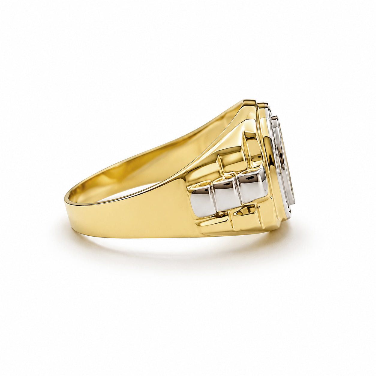 Anello Uomo Chevalier Bicolore con Zircone in Oro 18KT (750)