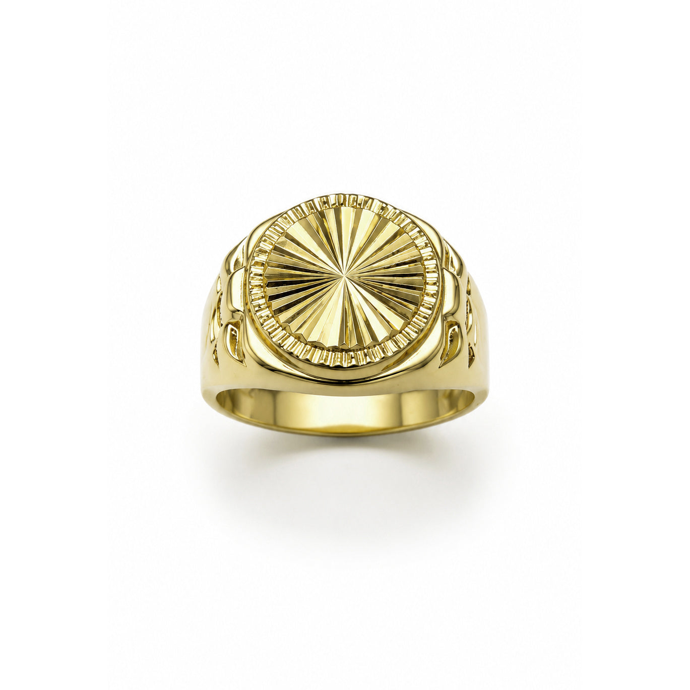 Anello Uomo Chevalier Tondo Diamantato in Oro Giallo 18KT (750)
