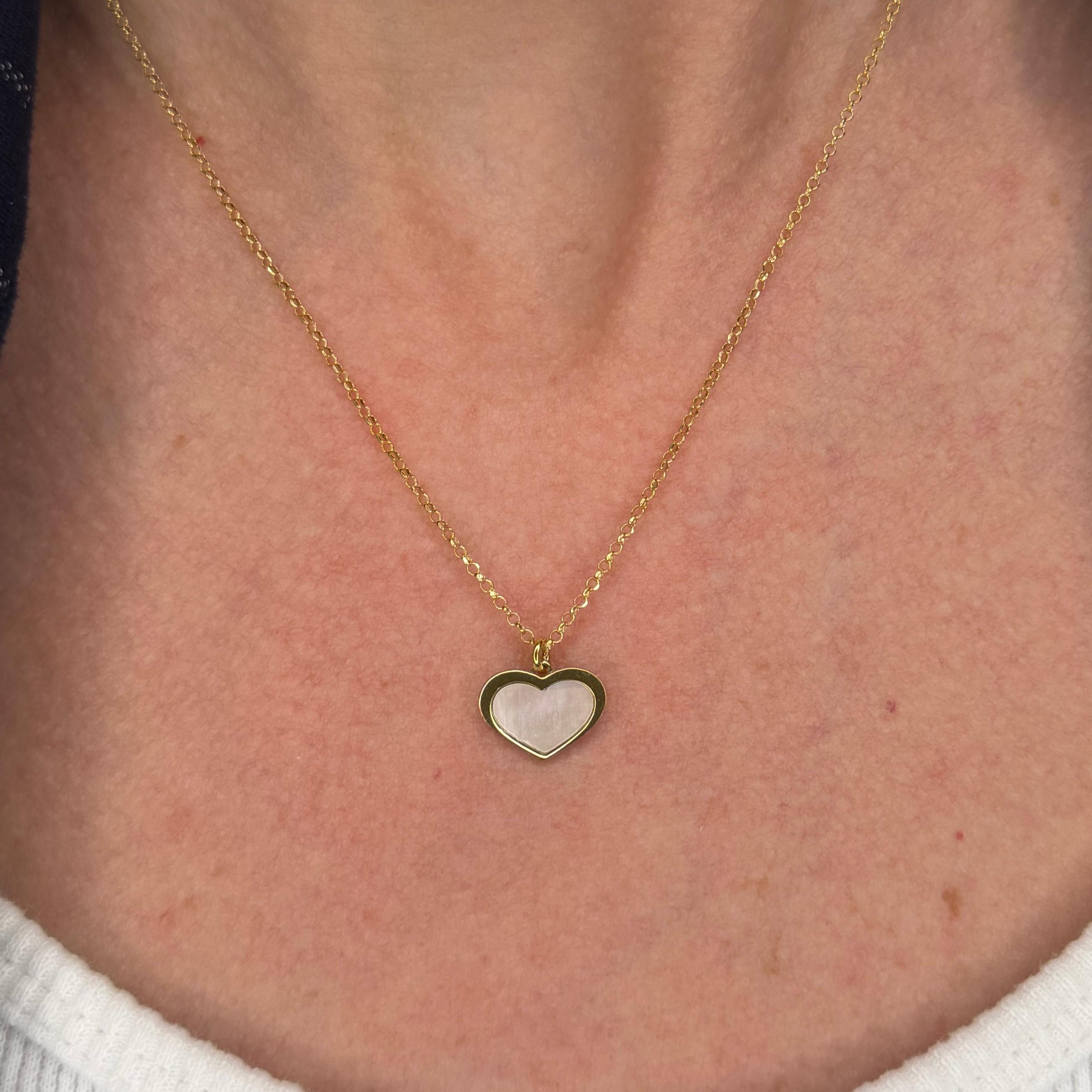 COLLANA CUORE IN ARGENTO GOLD E MADREPERLA
