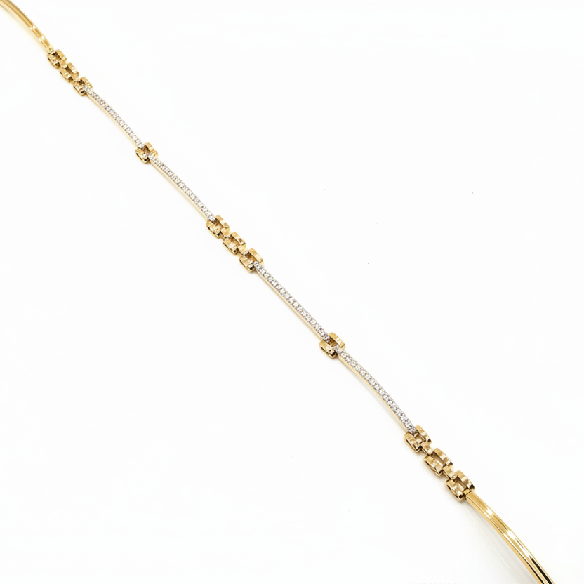 Bracciale semirigido con zirconi in oro giallo 18KT (750) – Made in Italy