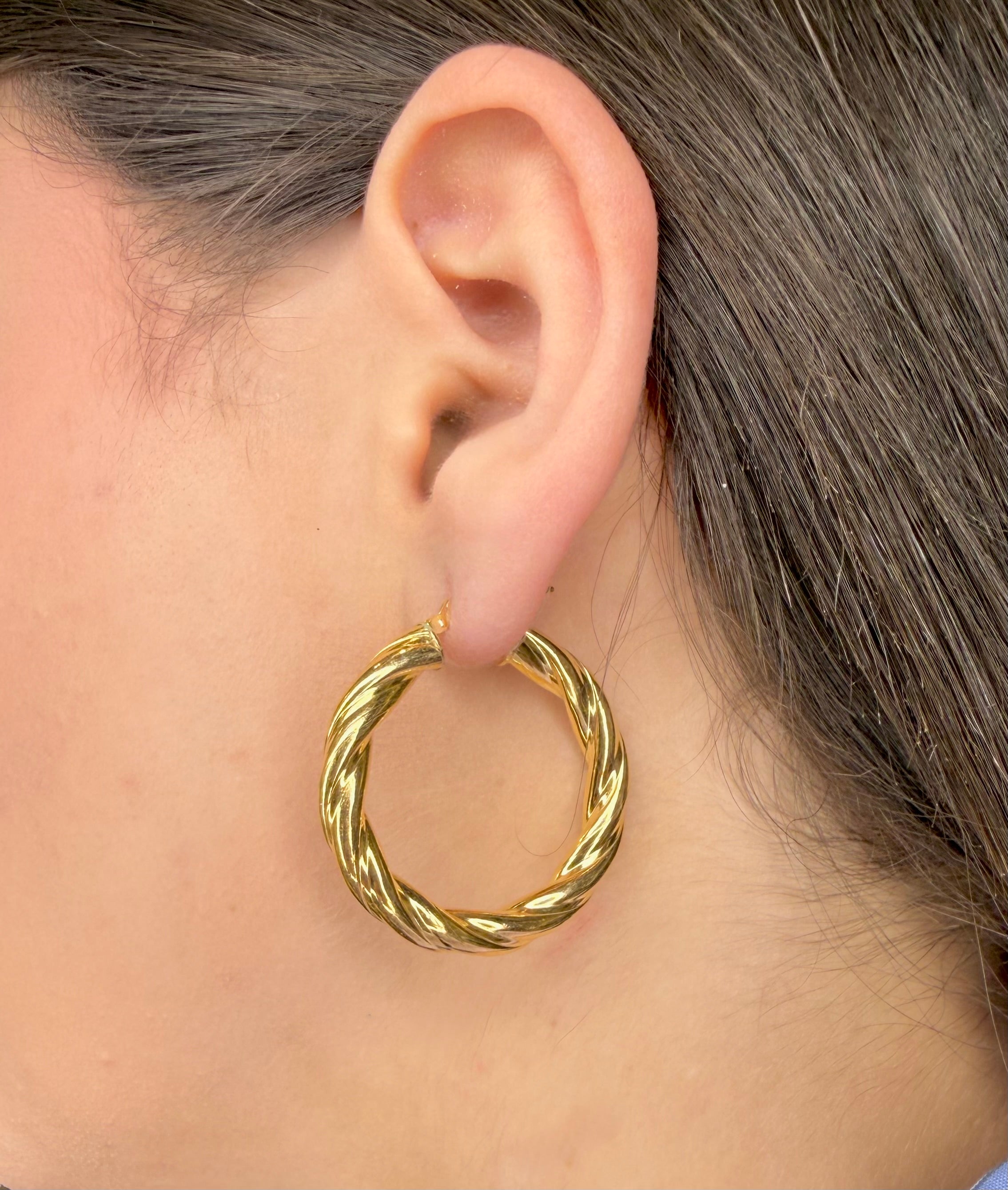 ORECCHINI CERCHIO TORCIGLIONE IN ARGENTO 925 DORATO