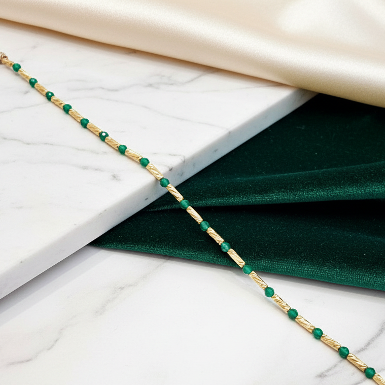 Bracciale con sfere verdi in oro giallo 18KT (750) – Unisex Elegante
