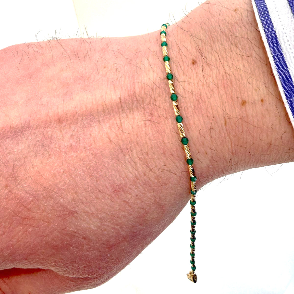 Bracciale con sfere verdi in oro giallo 18KT (750) – Unisex Elegante