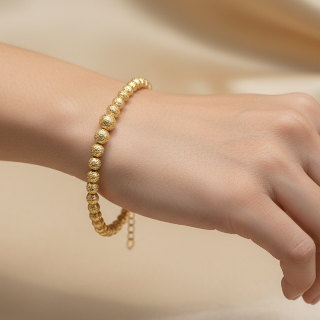 Bracciale sfere diamantate in oro giallo 18KT (750) – Elegante effetto luminoso