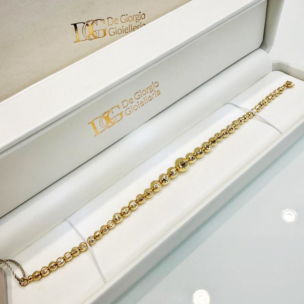 Bracciale sfere diamantate in oro giallo 18KT (750) – Elegante effetto luminoso