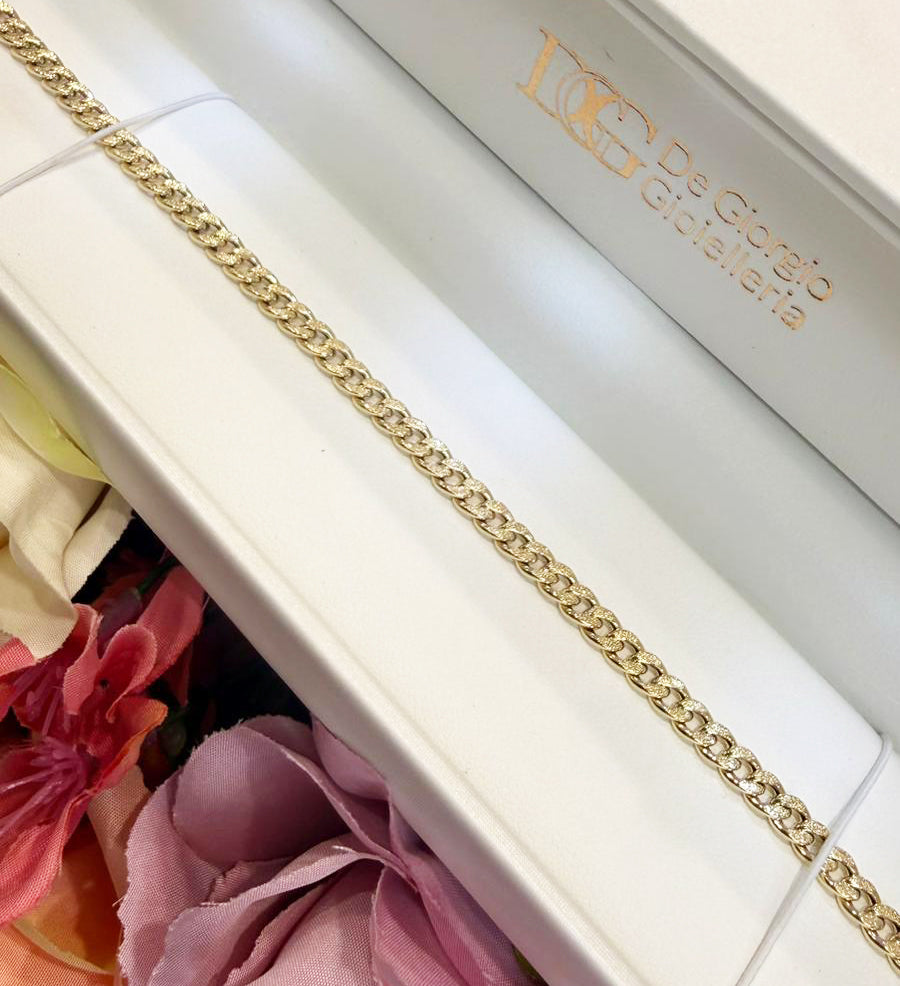 BRACCIALE GRUMETTA LUCIDA E SATINATA IN ORO GIALLO 18KT (750)