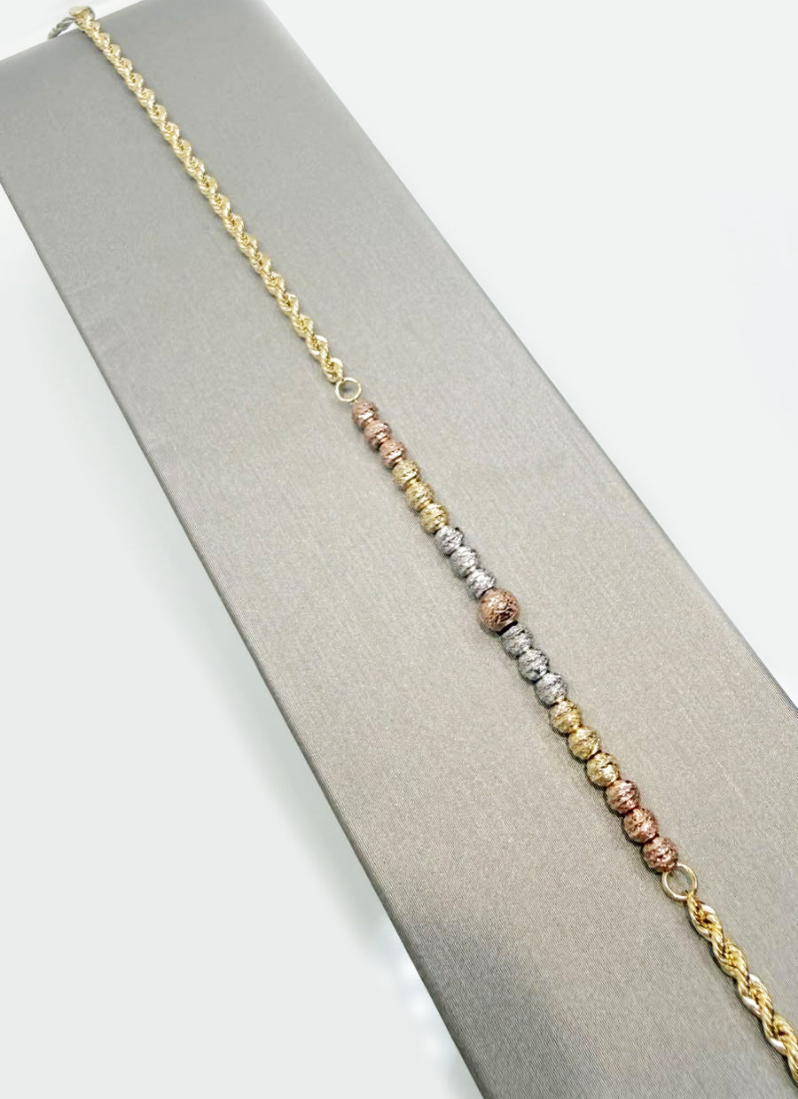 Bracciale con sfere diamantate tricolore in oro 18 KT (750)
