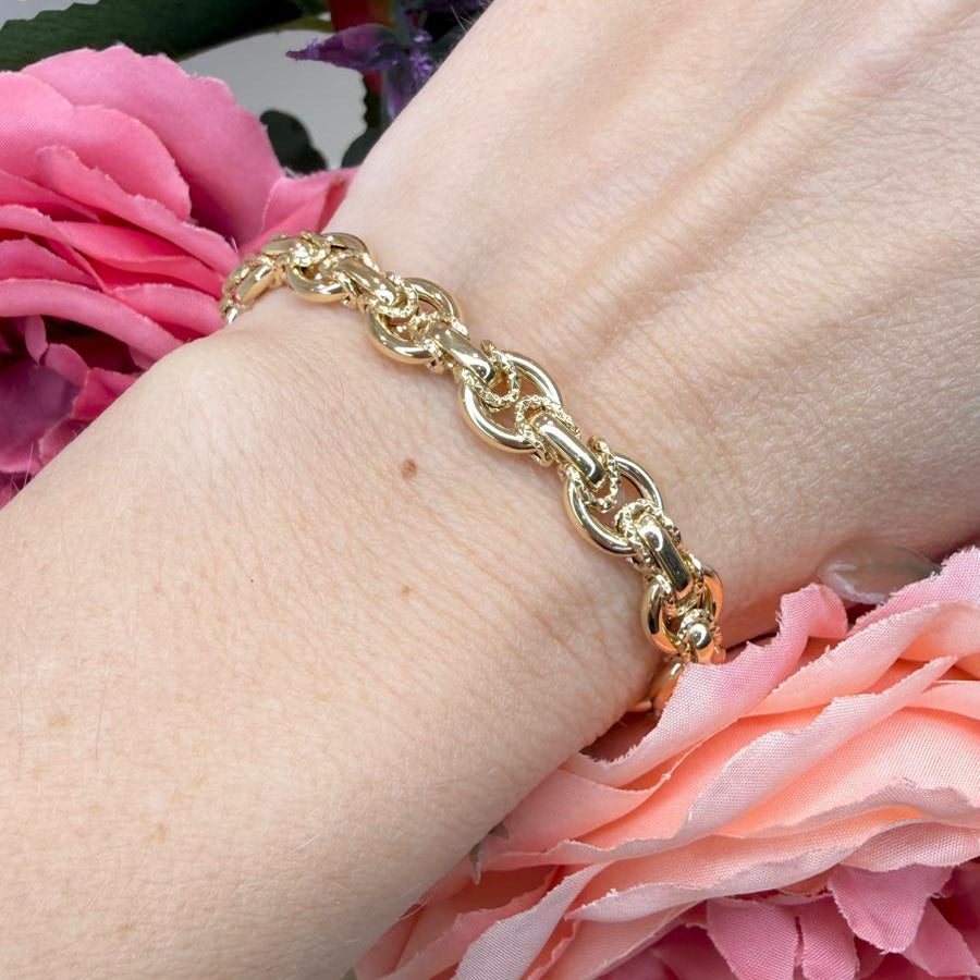 Bracciale in Oro Giallo 18 KT con Maglie Lavorate
