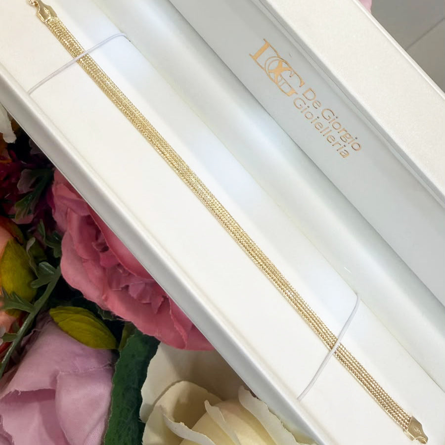 BRACCIALE A FASCIA LAVORATA IN ORO GIALLO 18 KT
