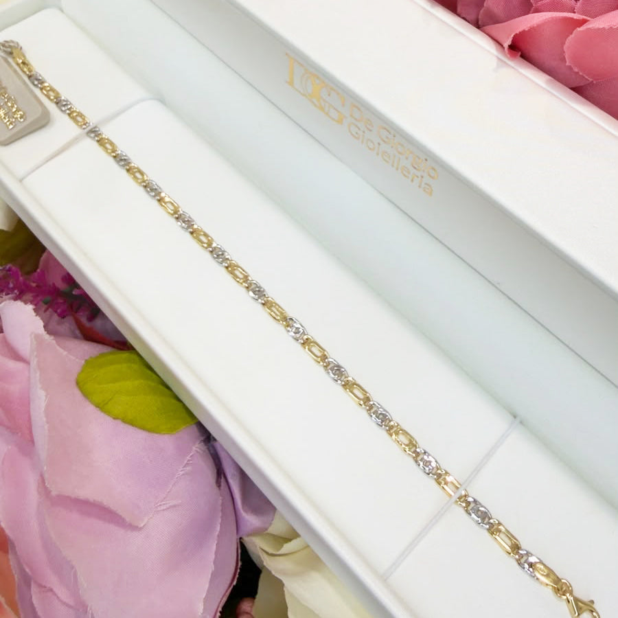 BRACCIALE UOMO BICOLORE IN ORO GIALLO E BIANCO 18 KT (750)