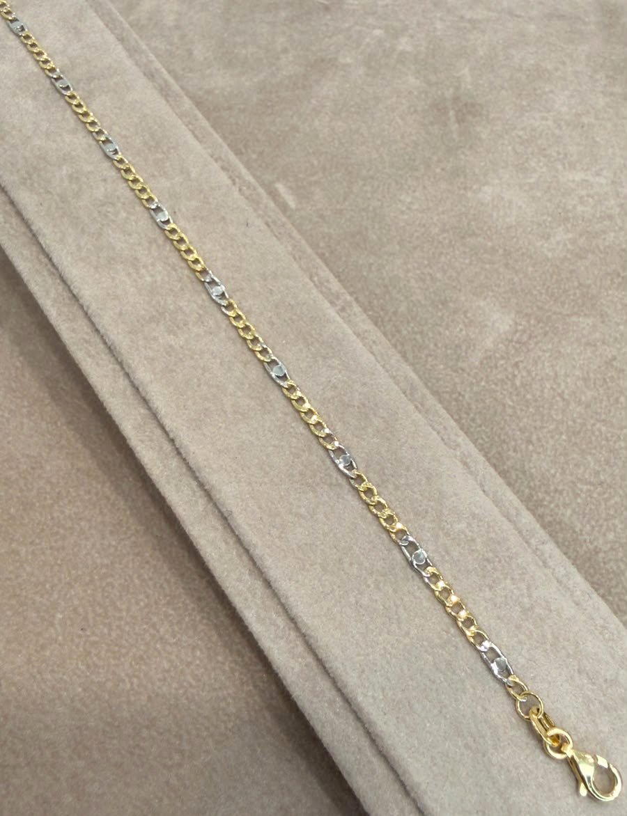 BRACCIALE GROUMETTE BICOLORE IN ORO GIALLO E BIANCO 18 KT (750)