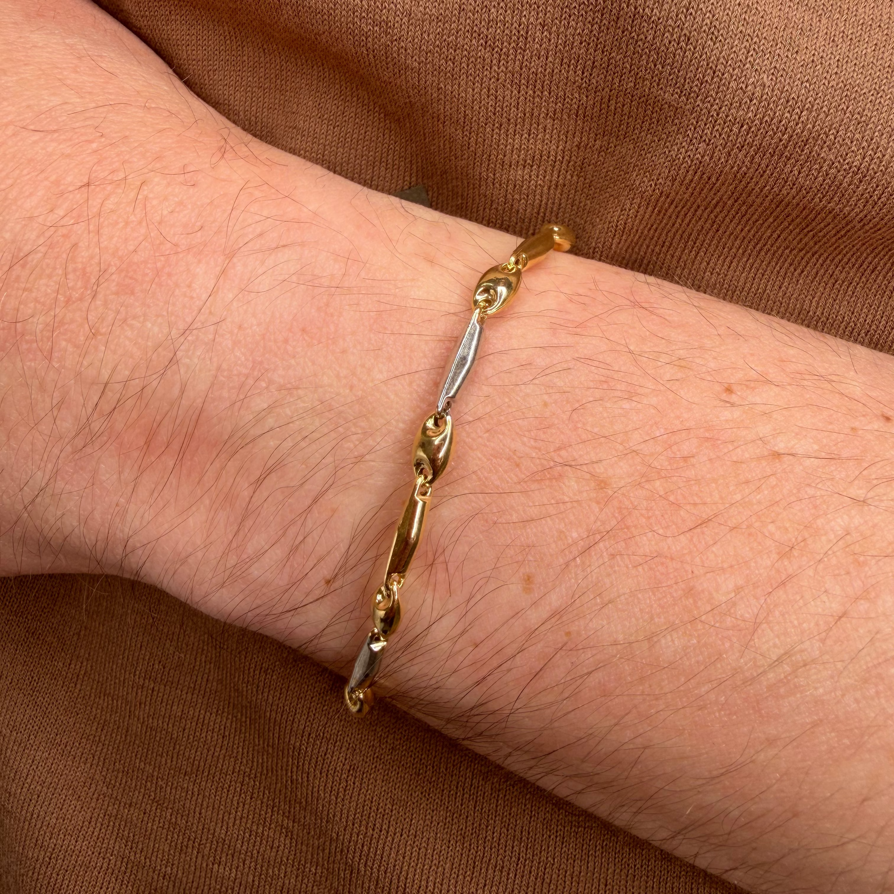 BRACCIALE UOMO BICOLORE IN ARGENTO 925 DORATO E SILVER