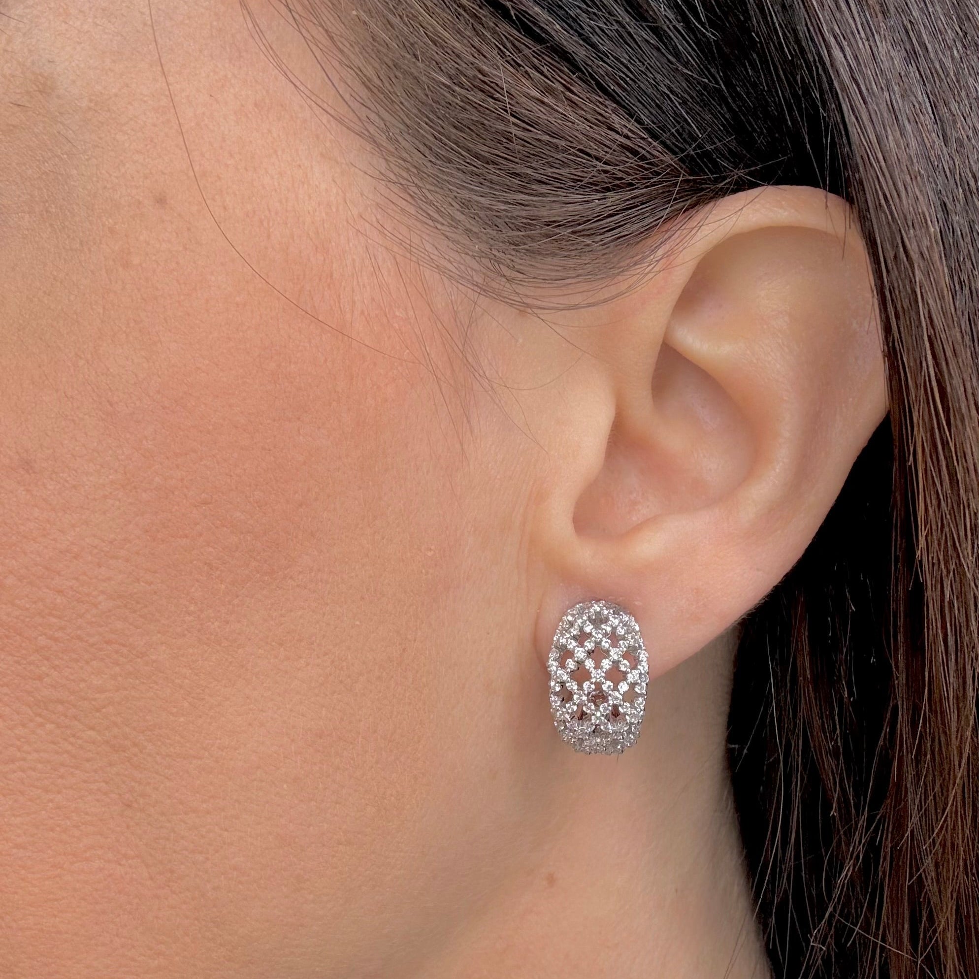 ORECCHINI SEMICERCHIO IN ARGENTO SILVER E ZIRCONI