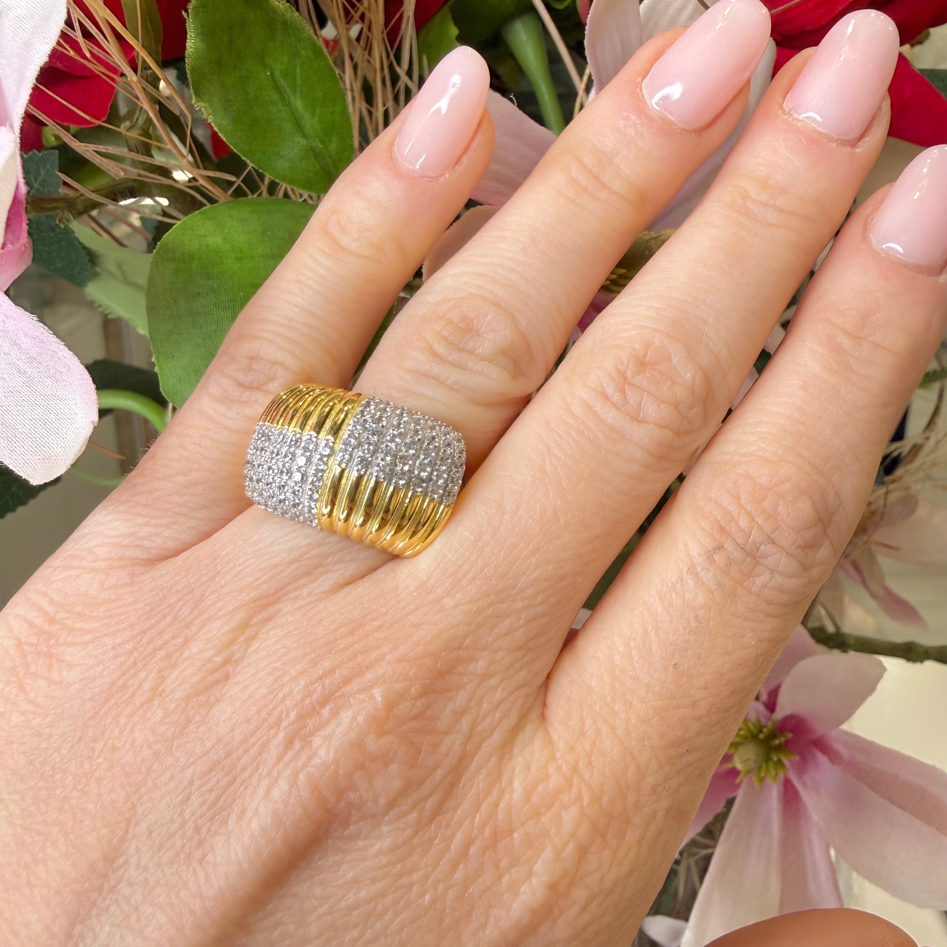 ANELLO FASCIA IN ARGENTO GOLD CON ZIRCONI