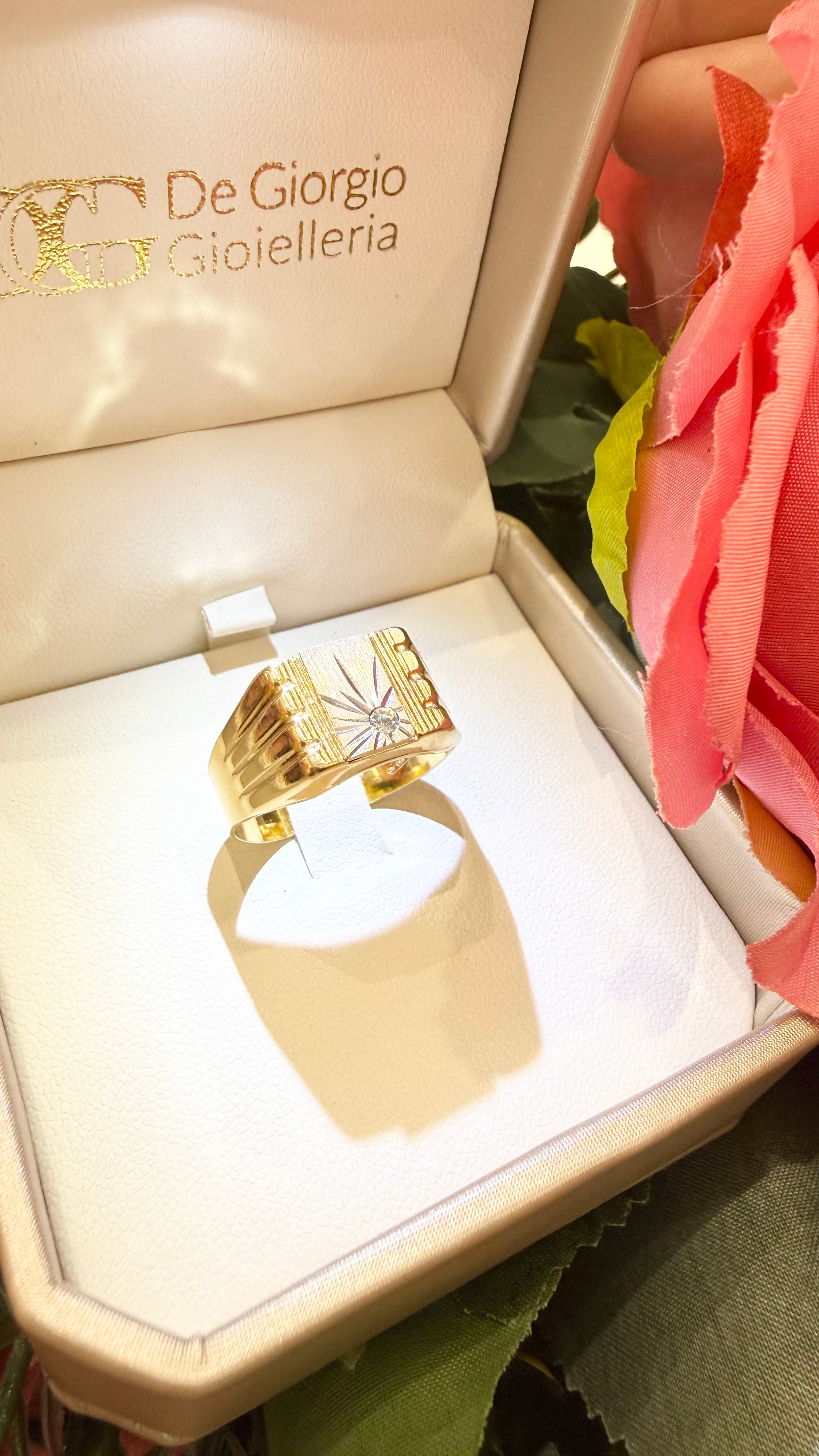 Anello uomo in oro giallo e bianco 18KT (750) – Made in Italy