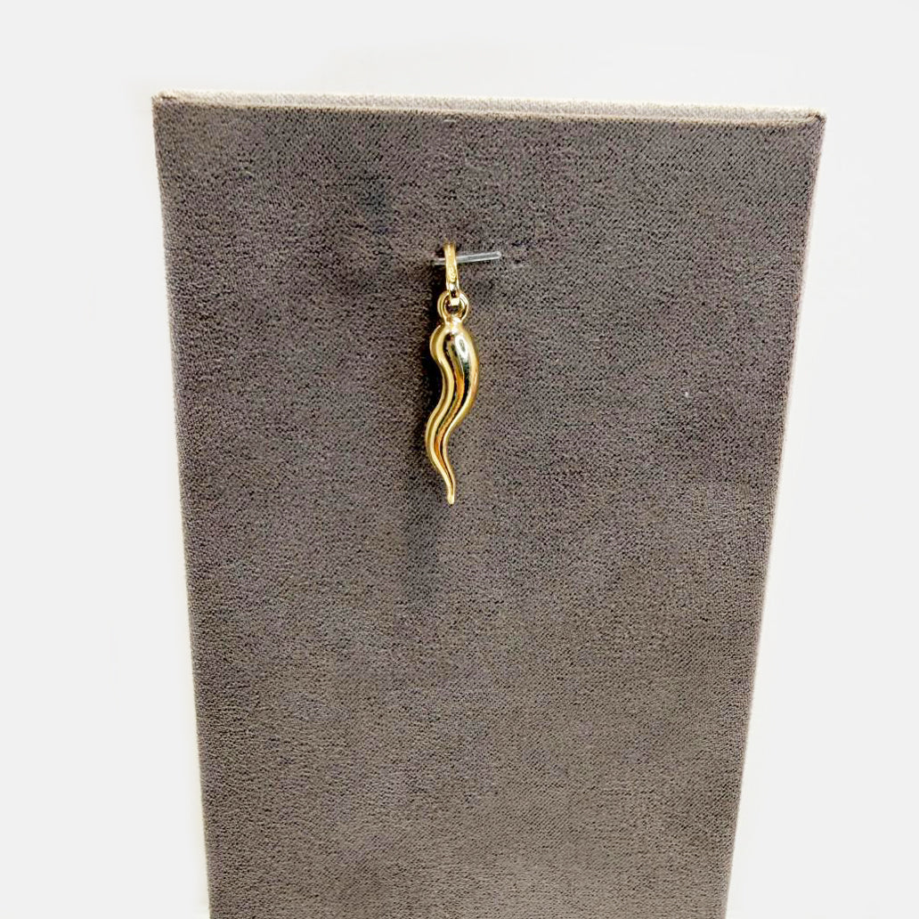 Ciondolo corno portafortuna unisex in oro giallo 18 Kt (750)
